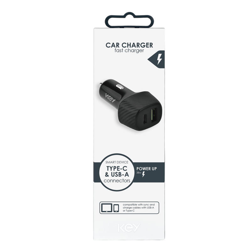 KEY Power Car Duo USB-A/C 38W Black